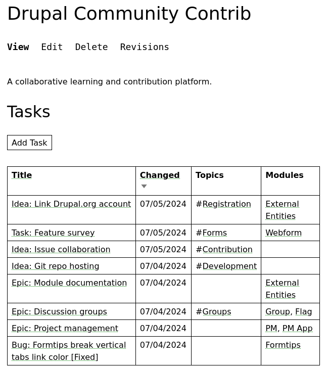 Drupal view with entity add button