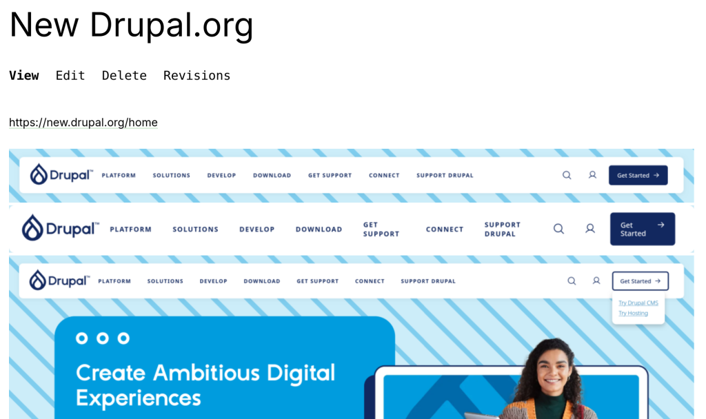 Inspiration site media listed without descriptions