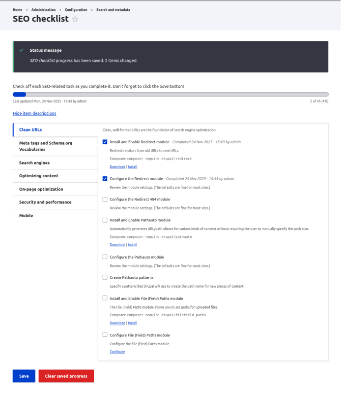 SEO Checklist using Checklist API