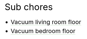 Sub chores view block display