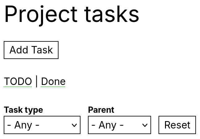 Project tasks view filters