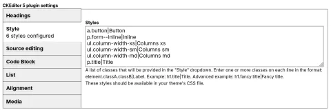 CKEditor styles configuration