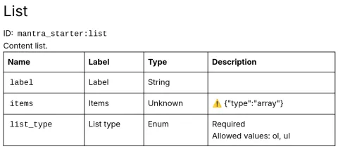 List SDC unknown prop type