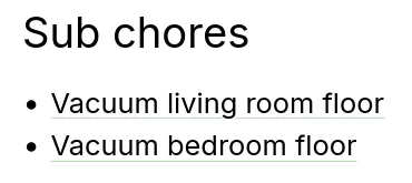 Sub chores view block display