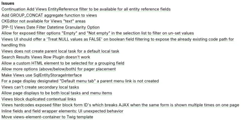 Drupal Architect module issues list is hard to read