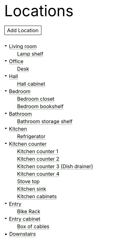 Inventory locations view